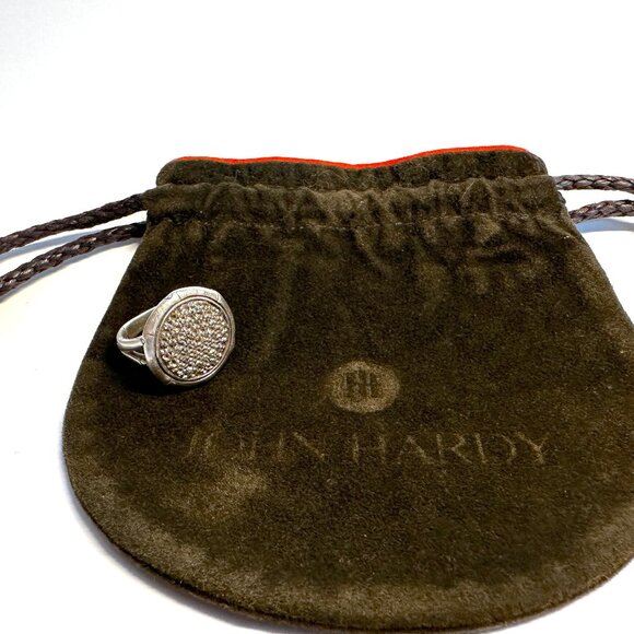 John Hardy Bamboo Sterling Silver Ring w/White Topaz — Size 7 Statement Ring EUC - Picture 3 of 9
